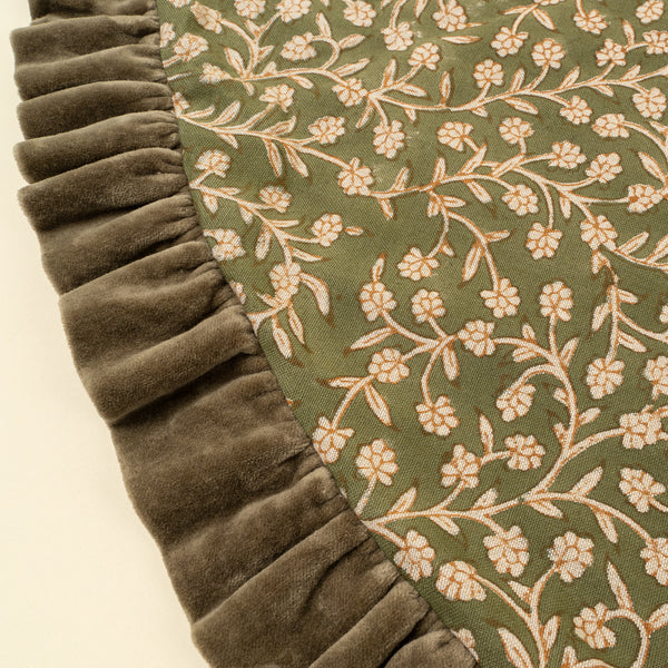 Wildvine Velvet Ruffle Tree Skirt, Olive