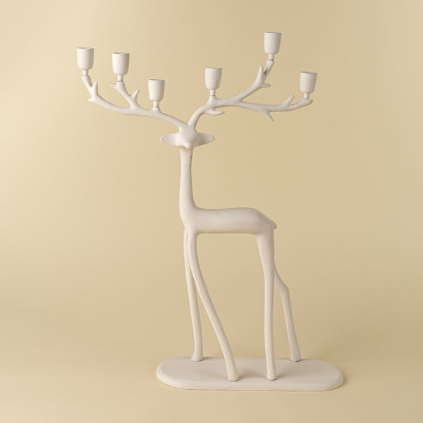 Nordic Stag Candle Holder, Ivory