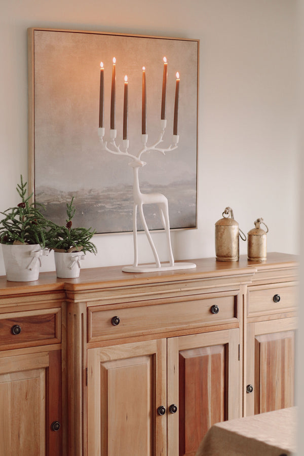 Nordic Stag Candle Holder, Ivory