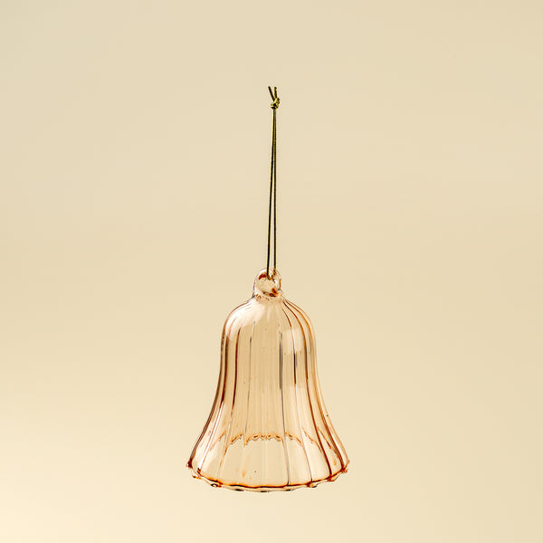Blush Bell Glass Holiday Ornament S