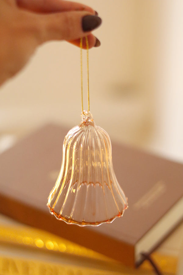 Blush Bell Glass Holiday Ornament S