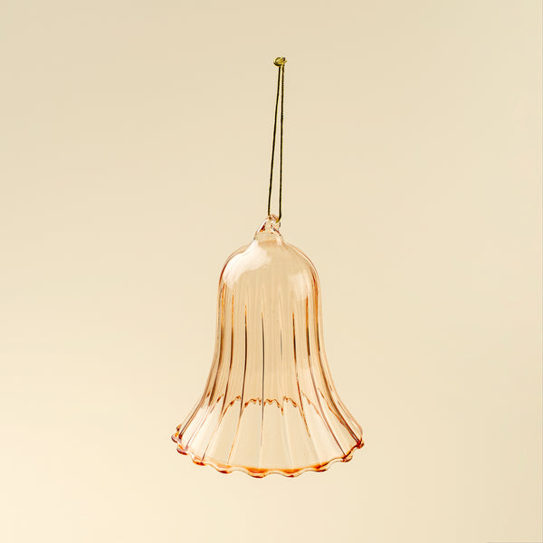 Blush Bell Glass Holiday Ornament L