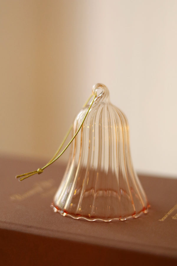 Blush Bell Glass Holiday Ornament L