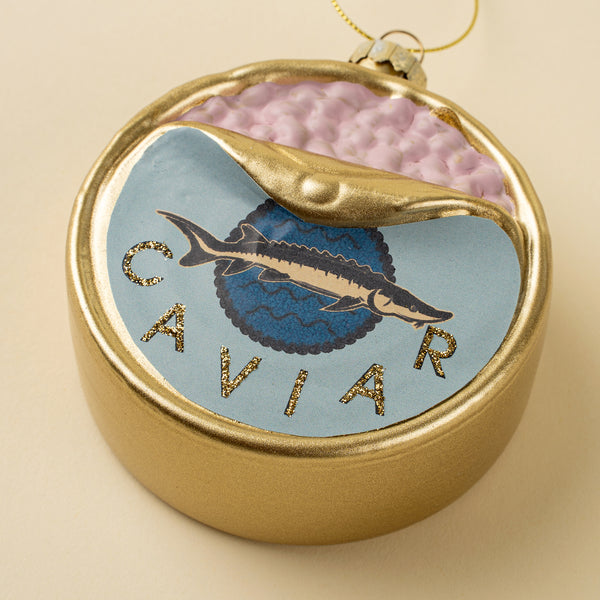 Caviar Tin Glass Holiday Ornament