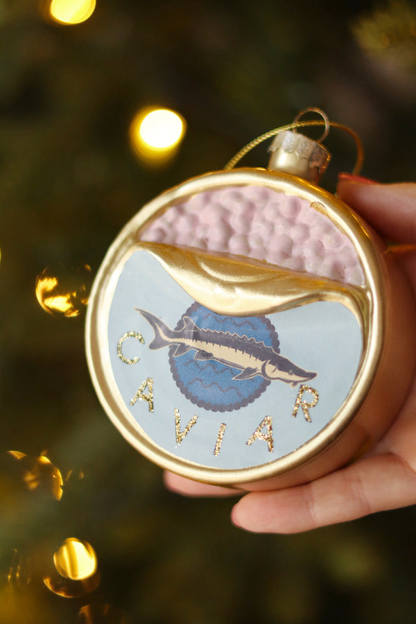 Caviar Tin Glass Holiday Ornament