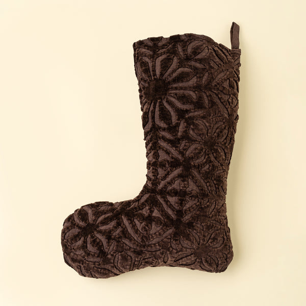 Velvet Cutwork Stocking, Sangria