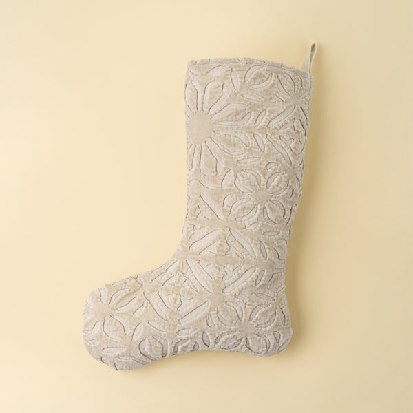 Velvet Cutwork Stocking, Ivory