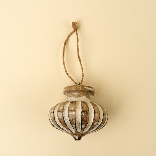Wooden Spindle Holiday Ornament, Lantern