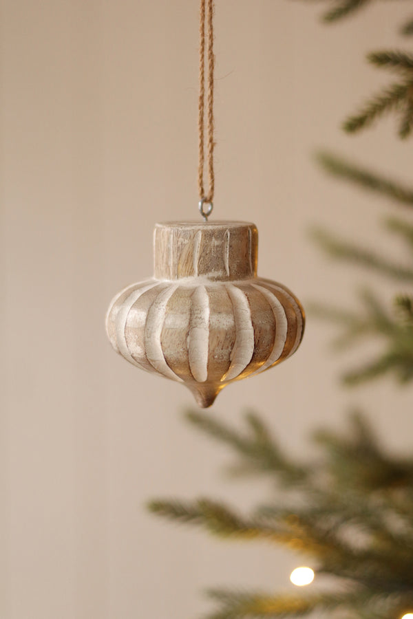 Wooden Spindle Holiday Ornament, Classic