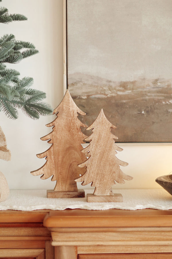 Snowdrift Carved Trees S/2