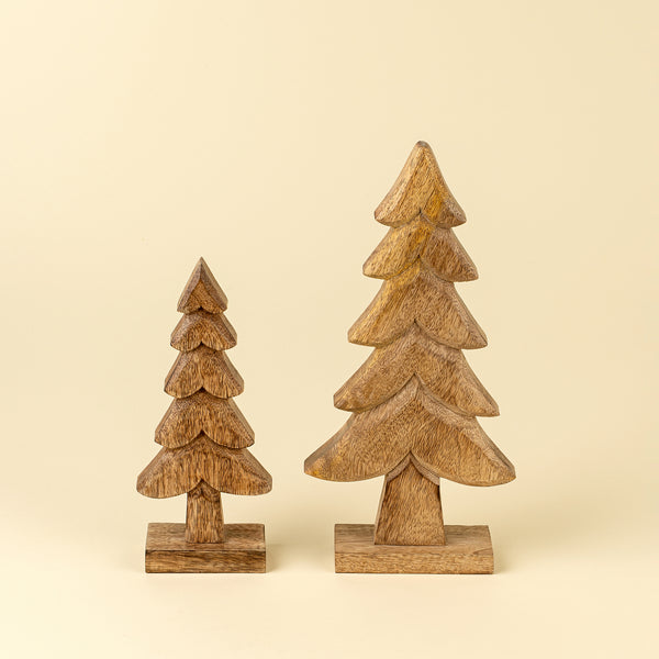 Winter Woods Carved Trees S/2