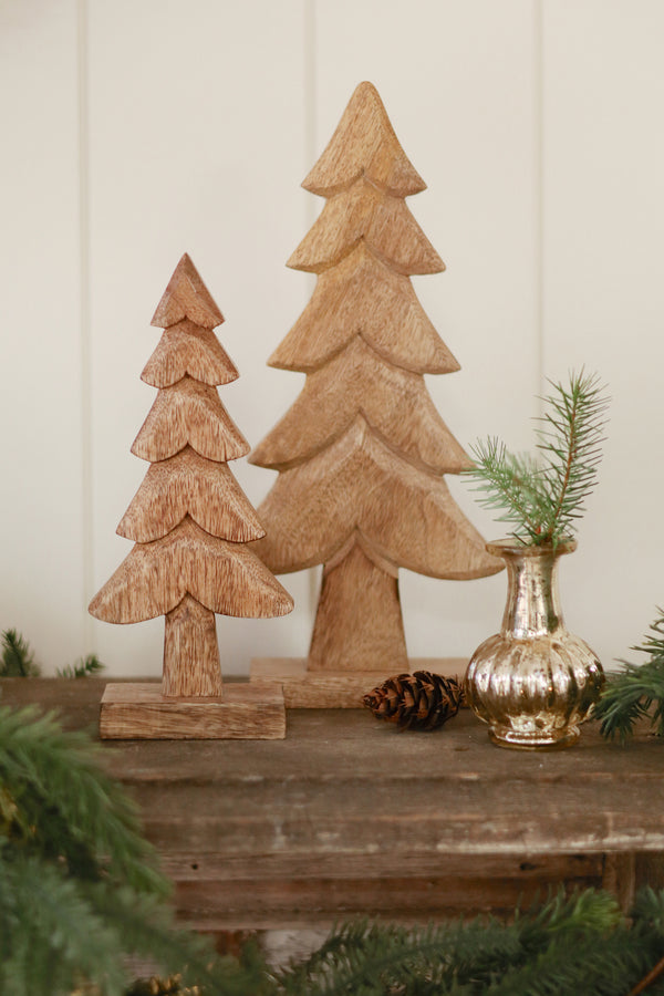 Winter Woods Carved Trees S/2