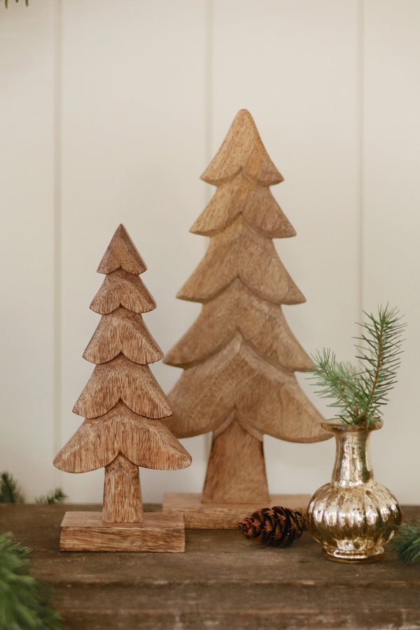 Winter Woods Carved Trees S/2