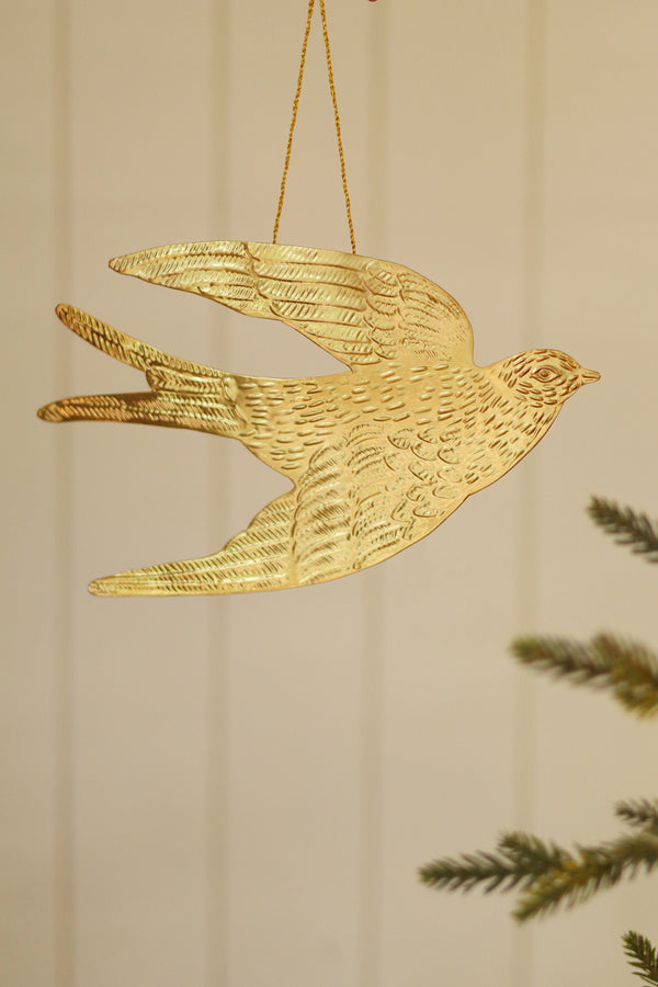 Dove Milagro Holiday Ornament L, Antique Brass