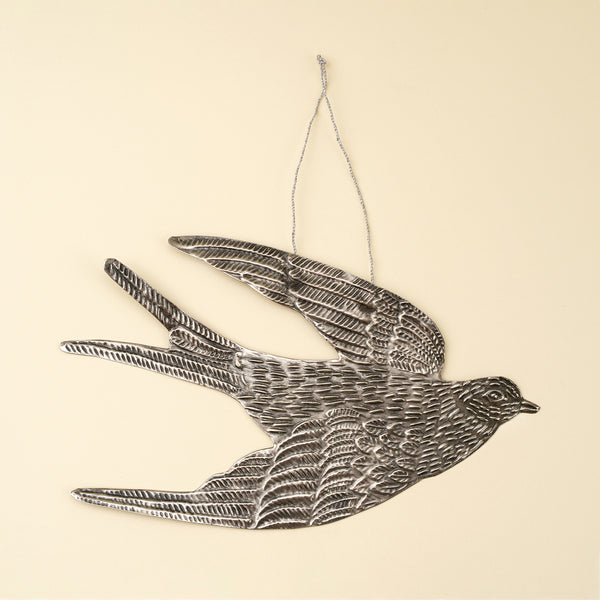 Dove Milagro Holiday Ornament L, Antique Silver