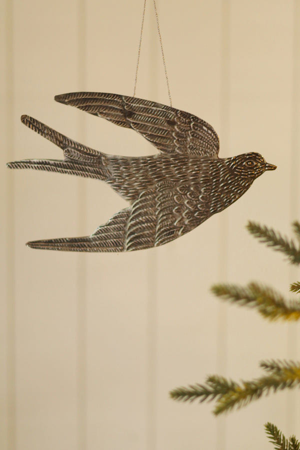 Dove Milagro Holiday Ornament L, Antique Silver