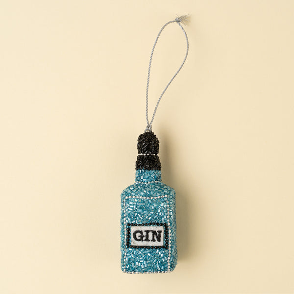 Gin Bottle Beaded Holiday Ornament