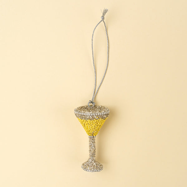 Champagne Glass Beaded Holiday Ornament