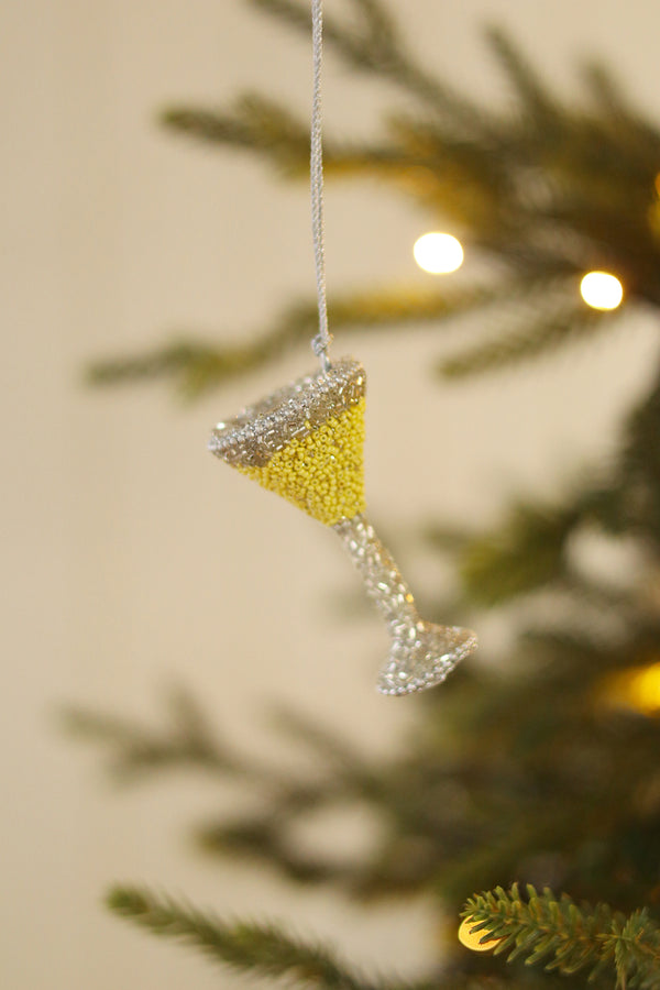 Champagne Glass Beaded Holiday Ornament