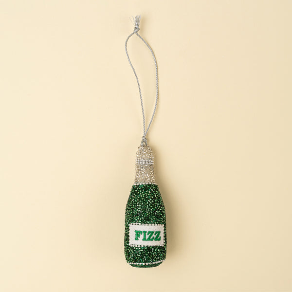 Champagne Bottle Beaded Holiday Ornament