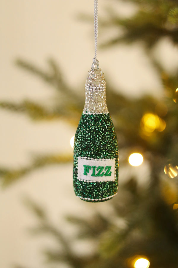 Champagne Bottle Beaded Holiday Ornament