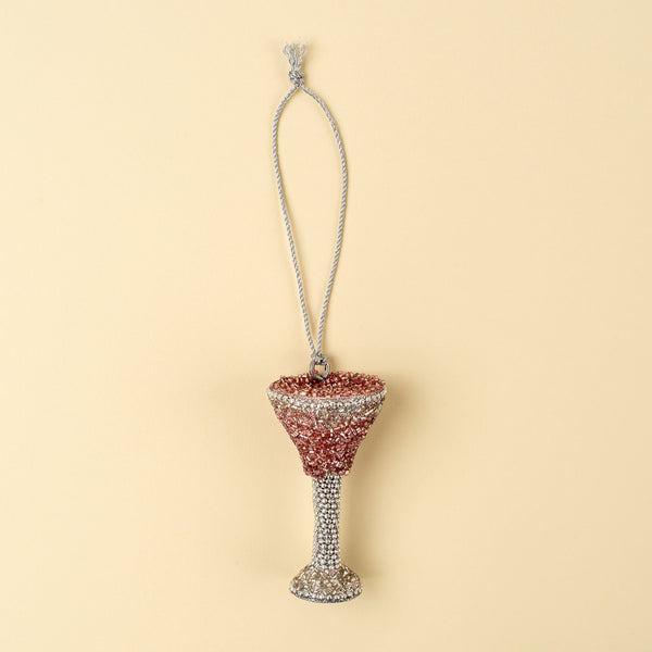 Rose Glass Beaded Holiday Ornament
