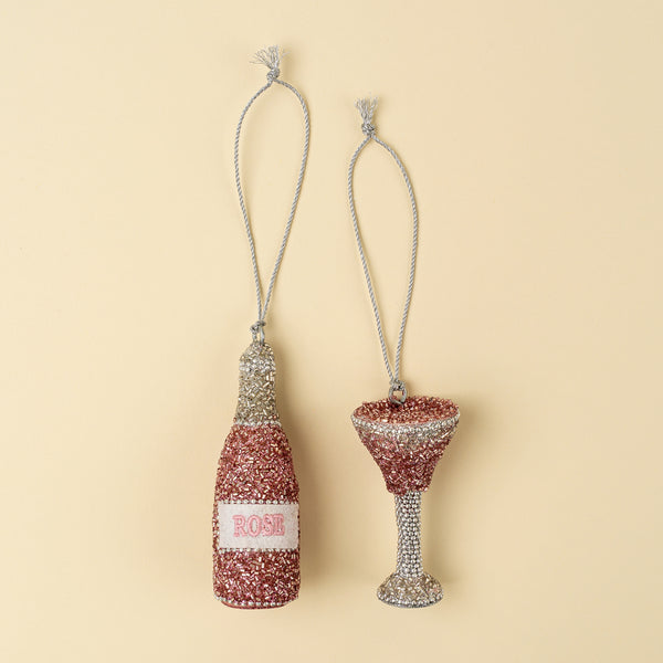 Rose Bottle Beaded Holiday Ornament