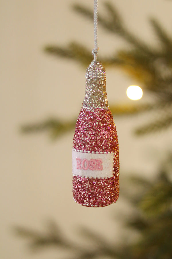 Rose Bottle Beaded Holiday Ornament