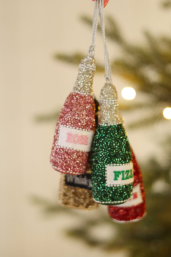 Rose Bottle Beaded Holiday Ornament