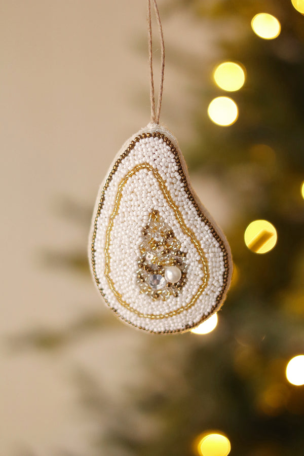Beaded Oyster Holiday Ornament