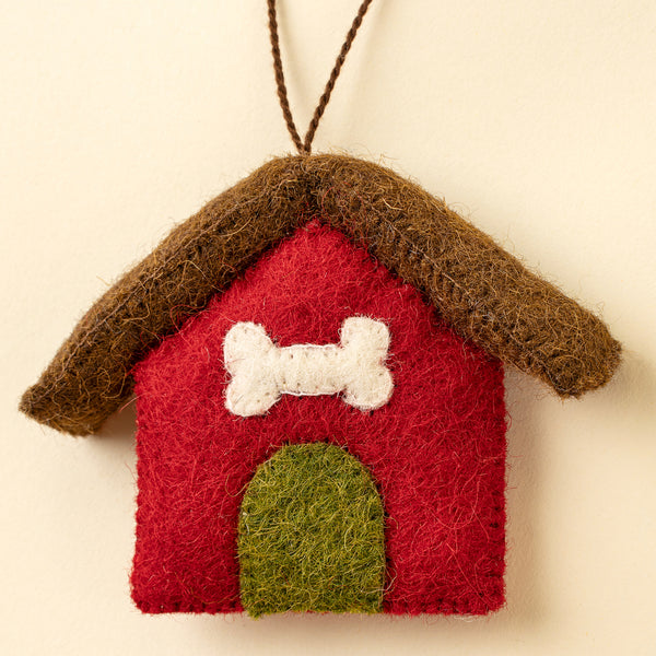 Dog House Felt Ornament, Red