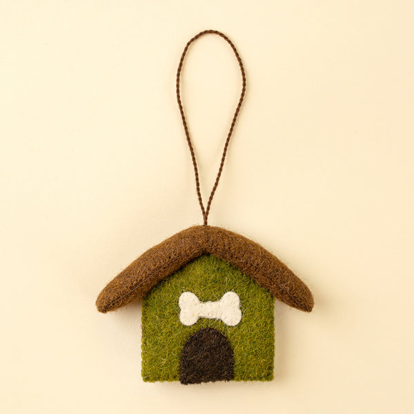 Dog House Felt Ornament, Green
