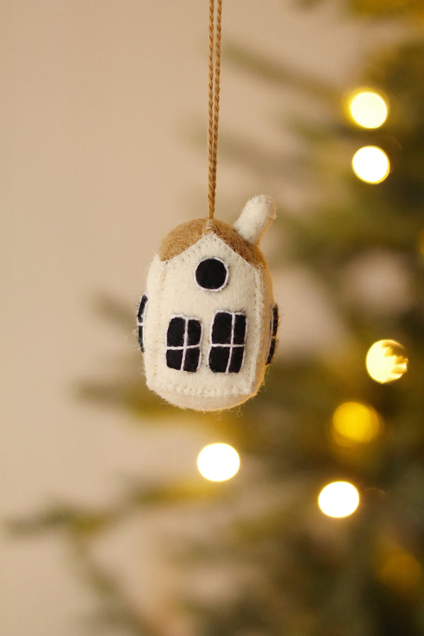 Felt House Ornament, Cream