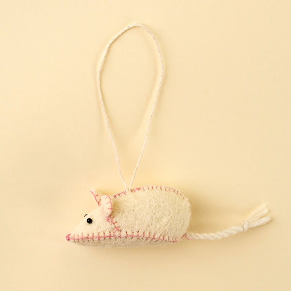 Tiny Mouse Felt Ornament, Pink Stitch