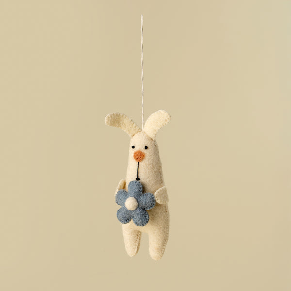 Blossom Bunny Felt Ornament, Blue
