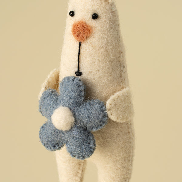 Blossom Bunny Felt Ornament, Blue