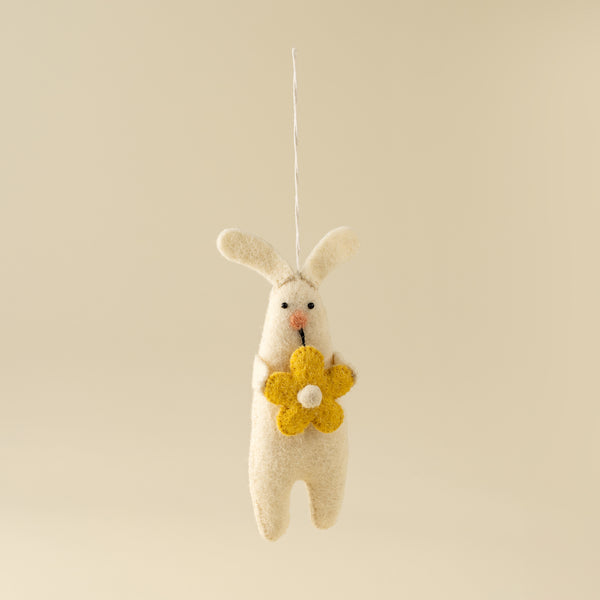 Blossom Bunny Felt Ornament, Yellow