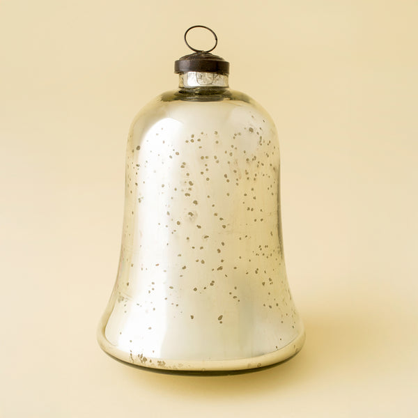 Silver Glass Bell Ornament L