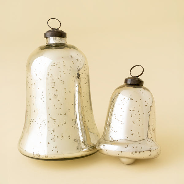 Silver Glass Bell Ornament S