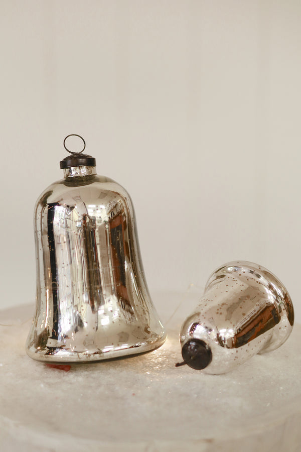 Silver Glass Bell Ornament S
