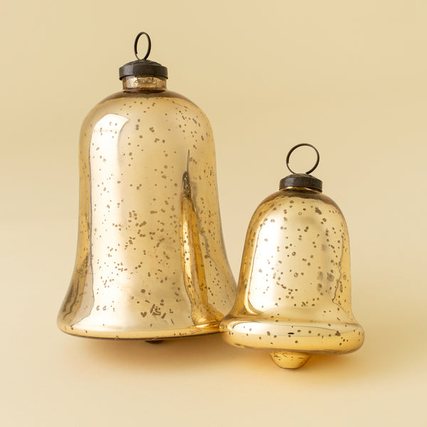 Gold Glass Bell Ornament L