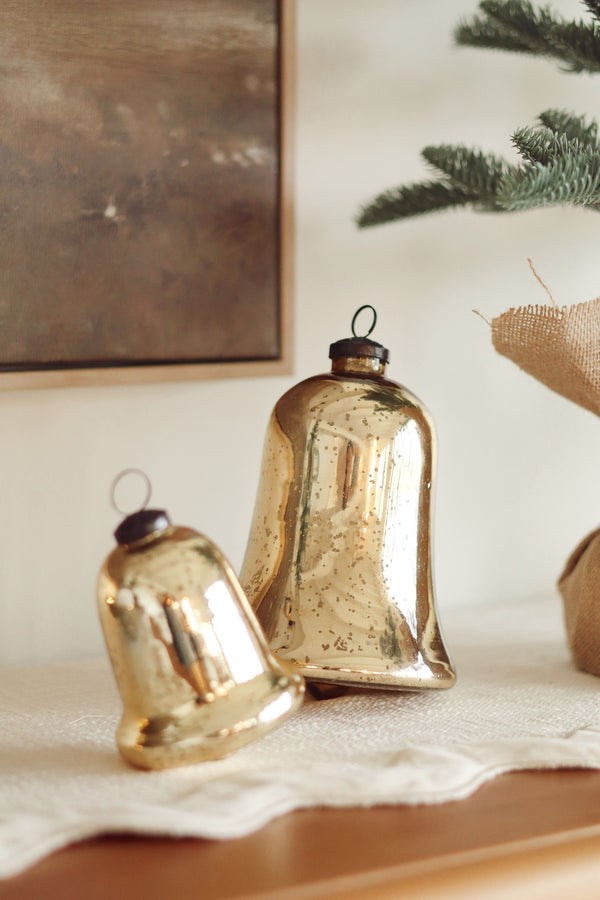 Gold Glass Bell Ornament S