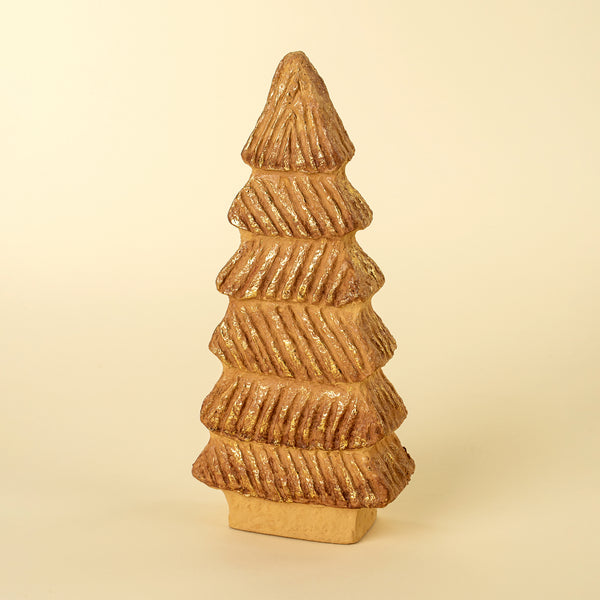 Carved Paper Mache Tree L, Brown
