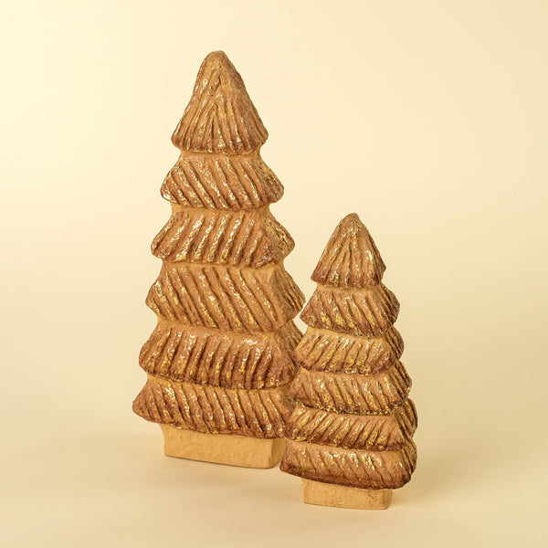 Carved Paper Mache Tree L, Brown