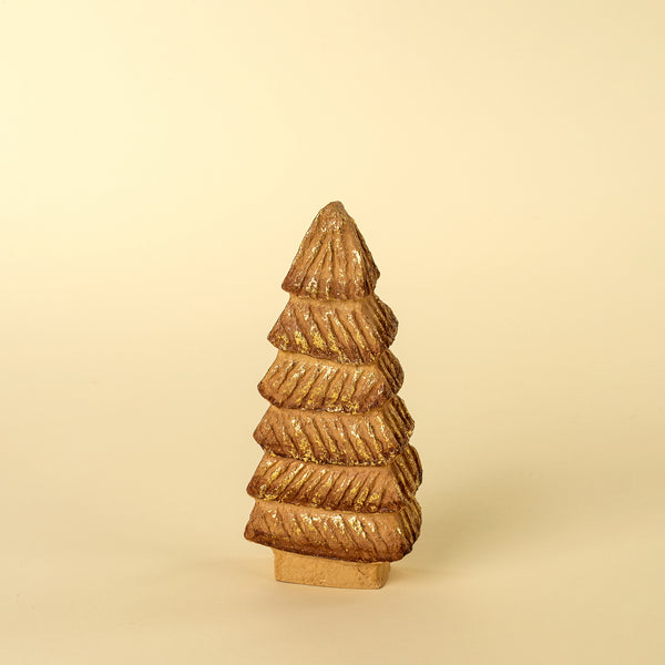 Carved Paper Mache Tree S, Brown