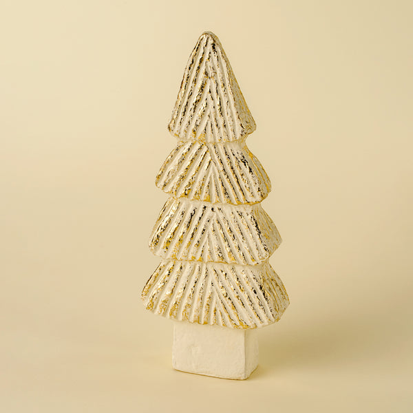 Carved Paper Mache Tree L, White