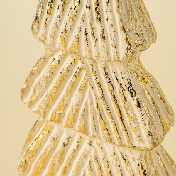 Carved Paper Mache Tree L, White