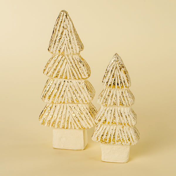 Carved Paper Mache Tree S, White