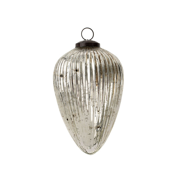 Giant Glass Egg Holiday Ornament S, Silver
