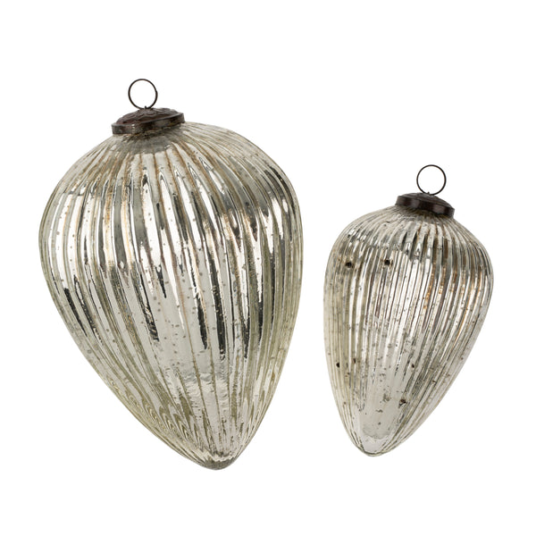 Giant Glass Egg Holiday Ornament S, Silver